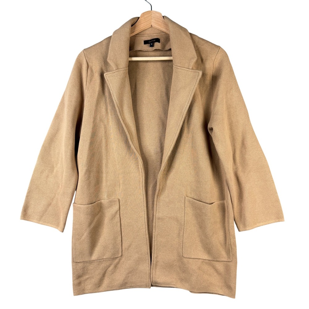Quince Organic Cotton Knit Blazer Camel Tan Small SHWDC01 Sweater Jacket